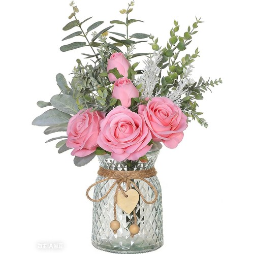 Faux flowers with - flowers, vase