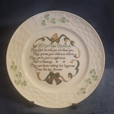 Shamrock by Belleek A MARRIAGE BLESSING Plate Wedding Baskeweave Ireland 8.5"