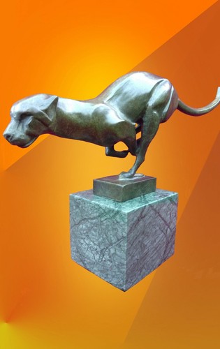 Art deco cat - cat, bronze