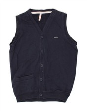 SUN68 Boys Sleeveless Cardigan Sweater 5-6 Years Navy Blue Cotton YX07