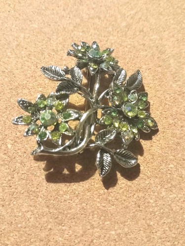 Vintage silver tone floral - silver-tone,
