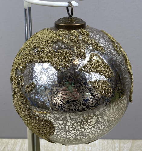 Vintag crackle mirror glass - mirror, 5"
