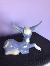 Vintage 1950s Szeiler Large Blue Deer Fawn Figurine  Hand Painted