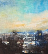 Urban Skies A2 Original Mixed Media on Canvas Paper. 