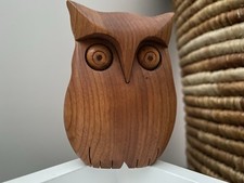 Retro Vintage Carved Wood Owl