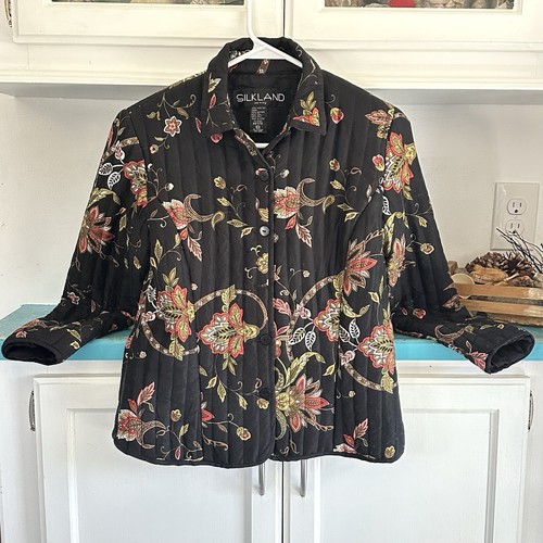 Black silk quilted - black, jacket