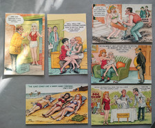BAMFORTH COMIC x 6 CARDS - VINTAGE POSTCARDS - BLACK TRIANGLE - seaside humour
