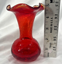 Red crackle hand blown glass