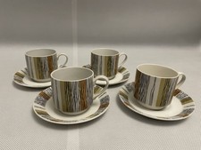 Midwinter Sienna Stripe Espresso Coffee Set 1960's 4 Espresso Cups & Saucers