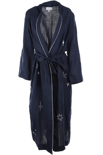 Bamford navy linen robe - bamford,