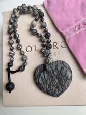 Lola Rose / Nikki & Me Grey & Black Jasper Heart Necklace QVC