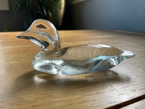 Clear glass duck figure - glass,