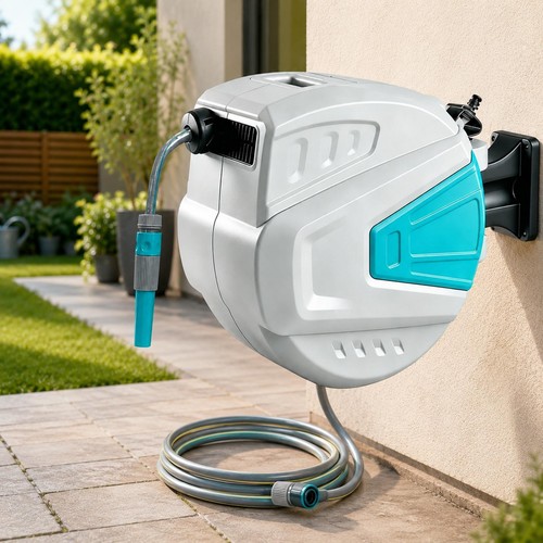 Wall mounted garden patio hose - wall,