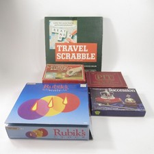 Vintage Games x5 Rubik's Clock Travel Scrabble Succession Tidley Winks Pit Rare