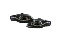 Eagle Eyes Starline LHD Projector Headlights Pair DRL Black For Audi A4 B7