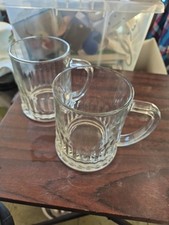 2 Vintage One Pint Beer Glasses With Handles