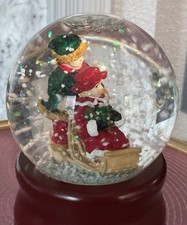 PAST TIMES CHRISTMAS SNOWGLOBE CHILDREN SLEDGING NO BOX