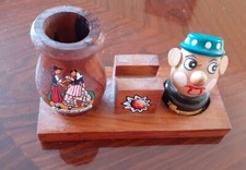 Desk Tidy Pen Holder Pencil Sharpner Wooden Treen Child's Room Novelty Organiser