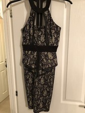 Stunning AMY CHILDS.Lace & Black Trim Peplum Pencil Fitted Dress.UK Size 8