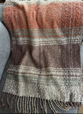 ‘Powder’ Boucle Beige/Orange Throw, 72x23in. Excellent Condition Soft And Chic.