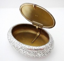 Large Sterling Silver Tobacco Snuff Pill Squeeze Box English Edwardian/Victorian