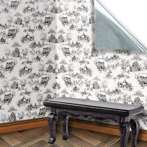 Dolls house wallpaper grey - dolls,
