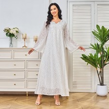 Moroccan Muslim Women Sequin Abaya Dubai Kaftan Long Sleeve Dress Robe Turkey