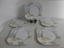 GLADSTONE CHINA 'SPRINGTIME' FLORAL SET OF 6 x SQUARE TEA PLATES / SIDE PLATES