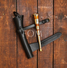 4 Band Fox Hunting Copper Horn with Genuine Leather Case Huntsman Gift