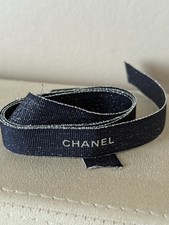 Chanel ribbon Navy/ Silver embossed logo approx 1 meter