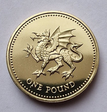 2000 Elizabeth II - PROOF £1 One Pound Welsh Dragon Coin - Mintage 72,469
