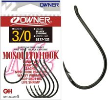 Owner Mosquito Barbed Bait Hooks 5177 Black Chrome Fishing Hook All Sizes Japan