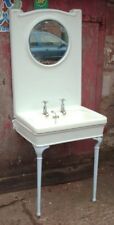 LARGE ANTIQUE EDWARDIAN RECLAIMED SINK, STAND AND MIRROR BACK