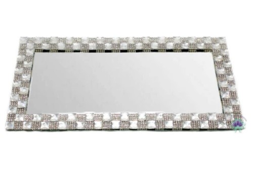 Silver crystal mirrored tray - silver,