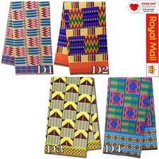 African Kente Fabric Ankara Wax Print 100% Cotton Craft Sewing Material Per Yard