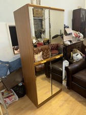 Mirrored Teak Wardrobe Vintage