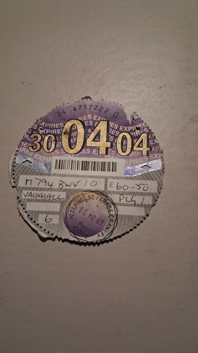 Genuine april 2004 tax - tax, disc