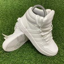 BNWOB BOYS GIRLS ADIDAS HOOPS 3.0 K  White Boots Trainers UK Size 3 (A11)