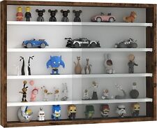 Wall Mount 5 Tier Display Glass Door Slim Collectables Cabinet Rustic Brown Unit