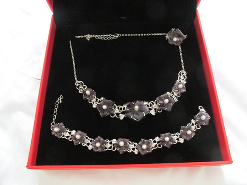 Vintage amethyst silver suite - silver,