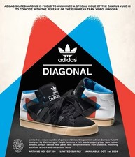 Adidas Skateboarding Shoes Limited Edition ’Diagonal’ Mids. UK 8 Black Skate