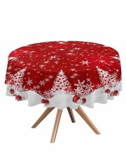 Red Christmas Round Tablecloth
