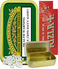 Gold Virginia Novelty Gold 1oz Tobacco Tin with 2 x Rizla Papers & Filter tips