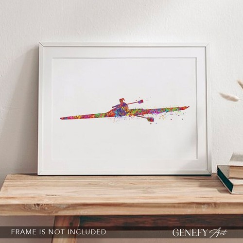 Solo female rower watercolour - solo,