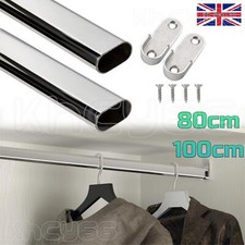 Wardrobe Rail Oval 30x15 Wardrobe Pole Hanging Tube Bar Clothes Storage Chrome
