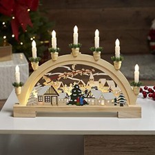 Led wooden christmas candle - wooden,