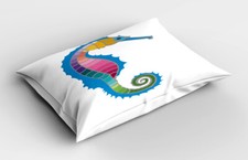 Seahorse Pillow Sham Colorful Graphic Form