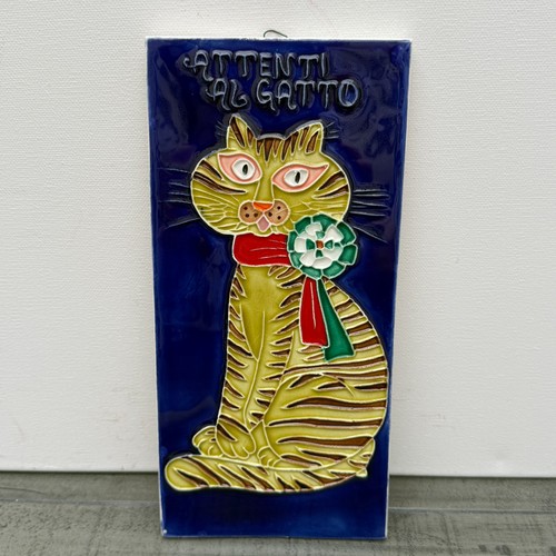 Hand painted ceramic tabby - hand,