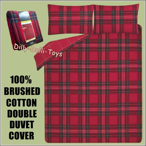 Red tartan double duvet cover - double,