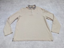 Aquascutum Polo Shirt Mens XXL Beige Casual Golf Gingham Club Check Preppy Logo